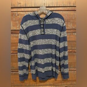 INC International Concepts Blue and Gray Striped Hoodie